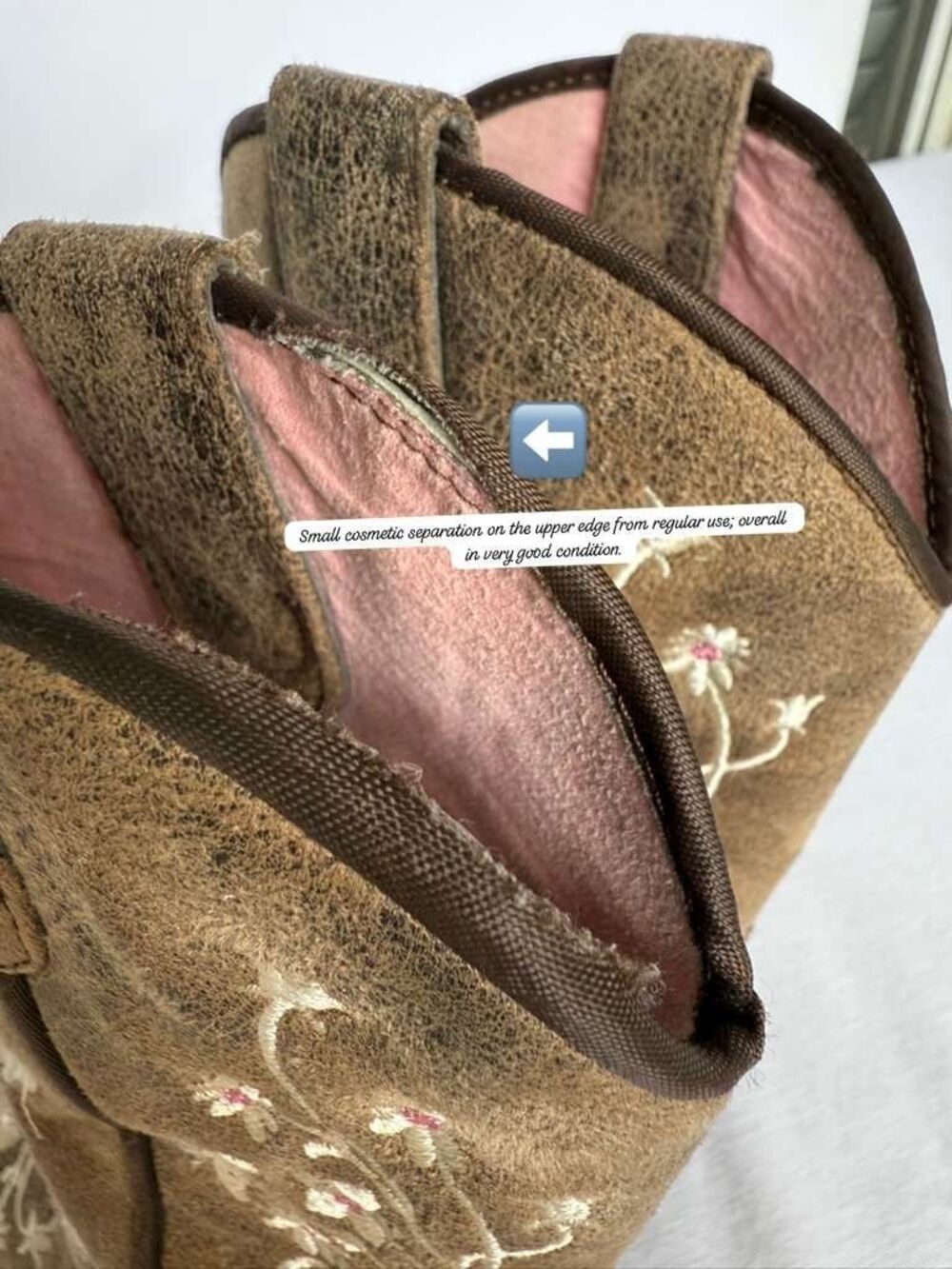 M&F Western Products Kids Cowboy Boots Brown Floral Embroidered Leather size 11 - Picture 6 of 9